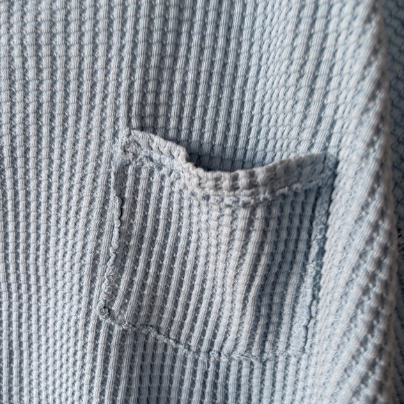 Pilcro Anthropologie Waffle Knit  Light Blue Cropped Top Sz M - Picture 3 of 6